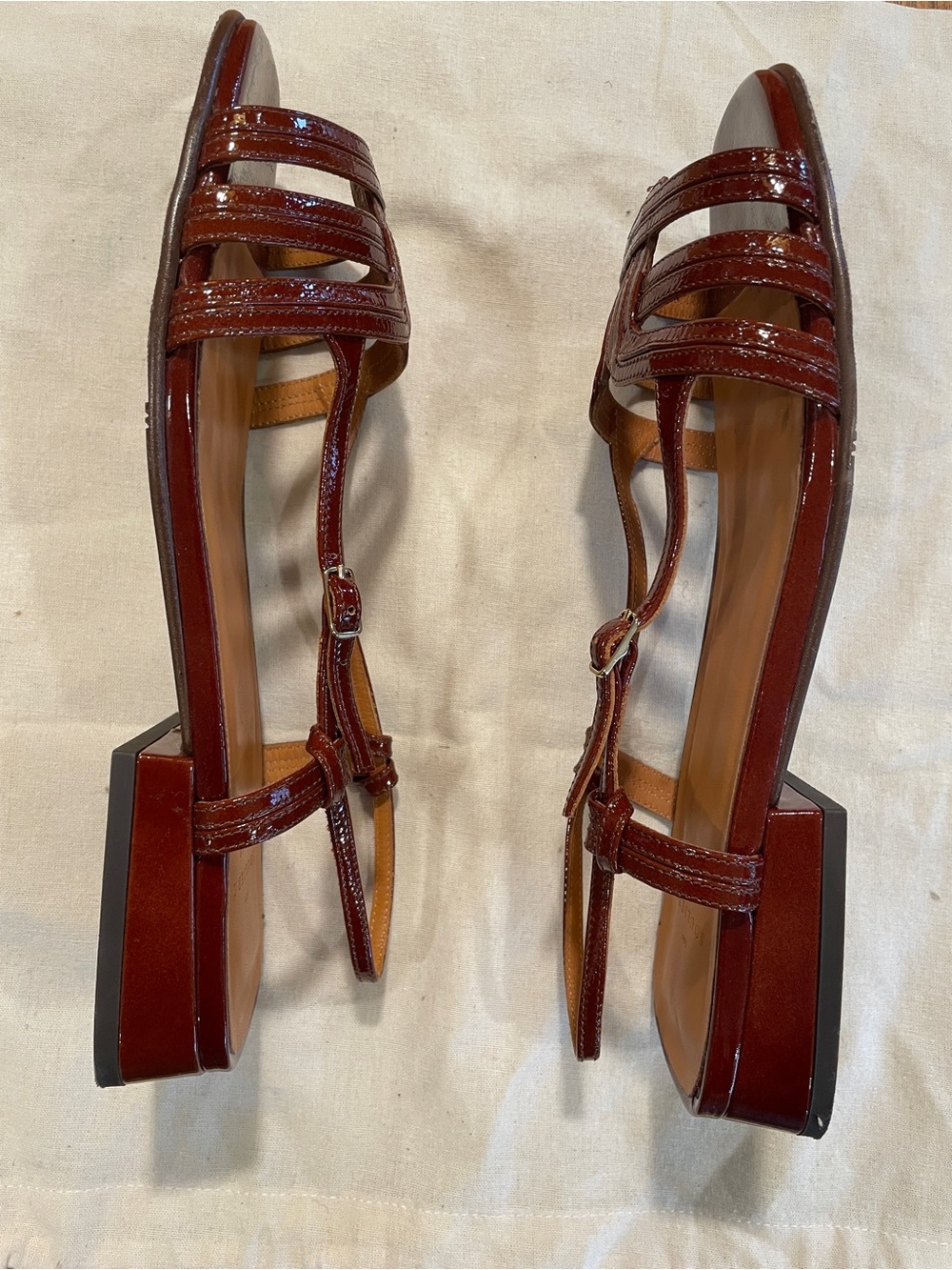 Sezane Patent Leather Strappy Sandals in Deep Wine - Picture 2 of 4